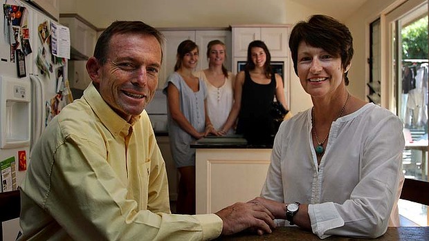 Tony Abbott knew where to find the women in his family when he needed a photo... the kitchen. Nice of Tony to drop in...