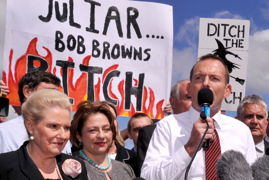 Slogans and sexism, just another day at the office for Tony...