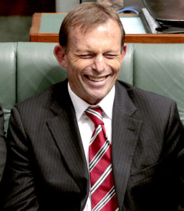 Tony Abbott - giggling like a schoolgirl