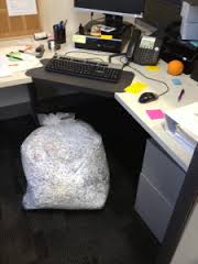 Just one of the bags of shredded documents left in the union office after Jacksons team were voted out