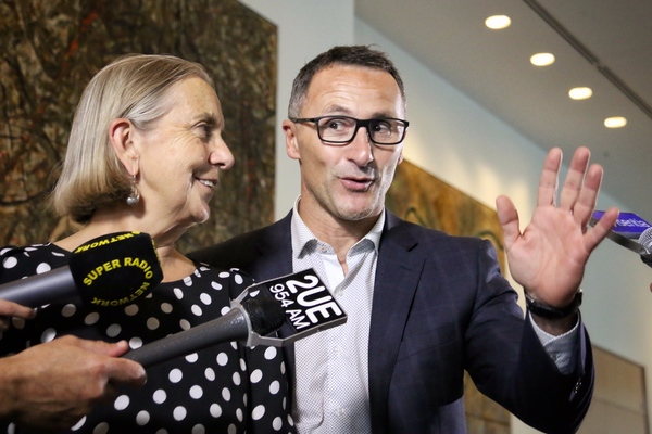 Di Natale waves to his Party's integrity as it leaves the building Image - ABC